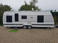 Caravane Dethleffs Exclusiv 2016 – 4 couchages – Double essieu – 6,50 m – Excellent état occasion